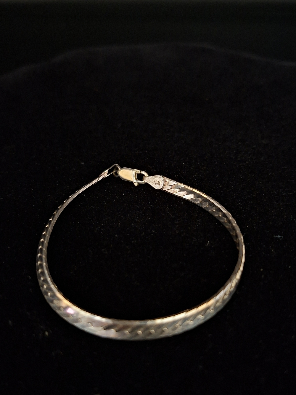 Sterling Silver Women's Herringbone Chain Bracelet - Silver